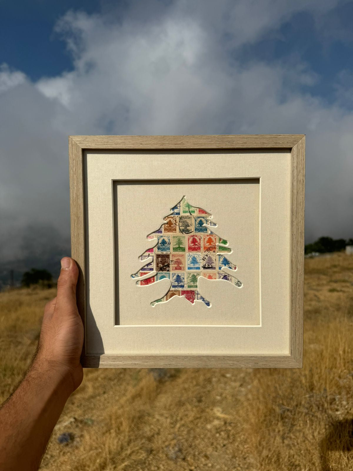 Luxury Frame Made from rare and Unique Cedars Lebanese Stamps