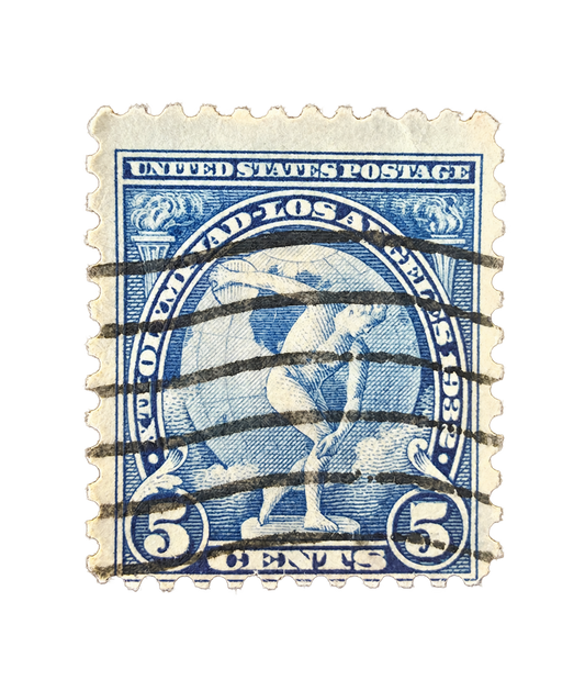 United States 5¢ Globe postage stamp, isolated on transparent background